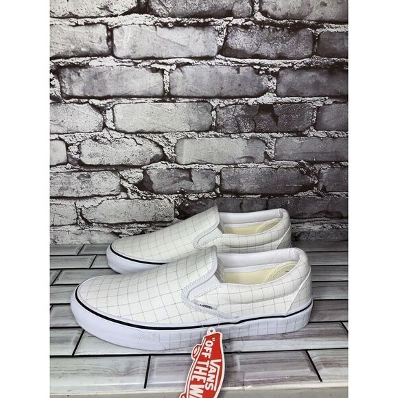 Vans Classic Slip-On Checkerboard Day White Canvas Sneakers Shoes Women 9.5M US - Picture 8 of 16